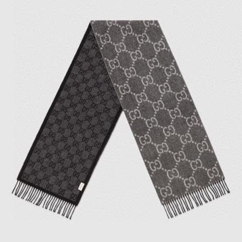 GG JACQUARD WOOL SCARF BLACK 398285 mysite