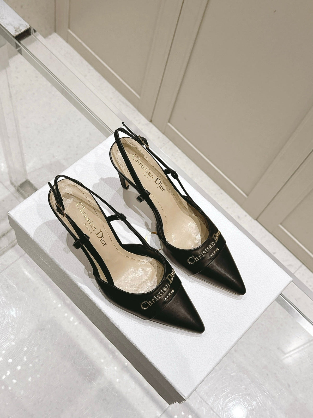 MY DD 25S SLINGBACK PUMP 50MM IN BLACK CALFSKIN mysite
