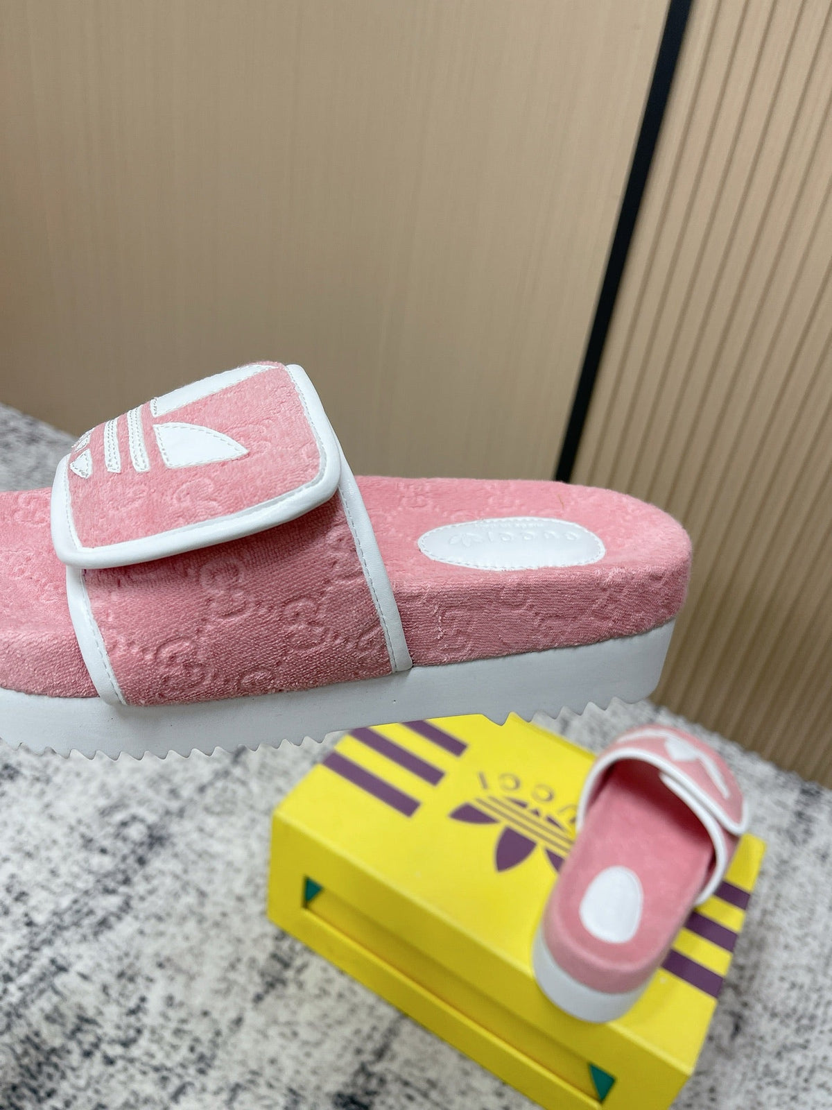 26S PLATFORM SLIDE SANDALS IN LIGHT PINK FABRIC mysite
