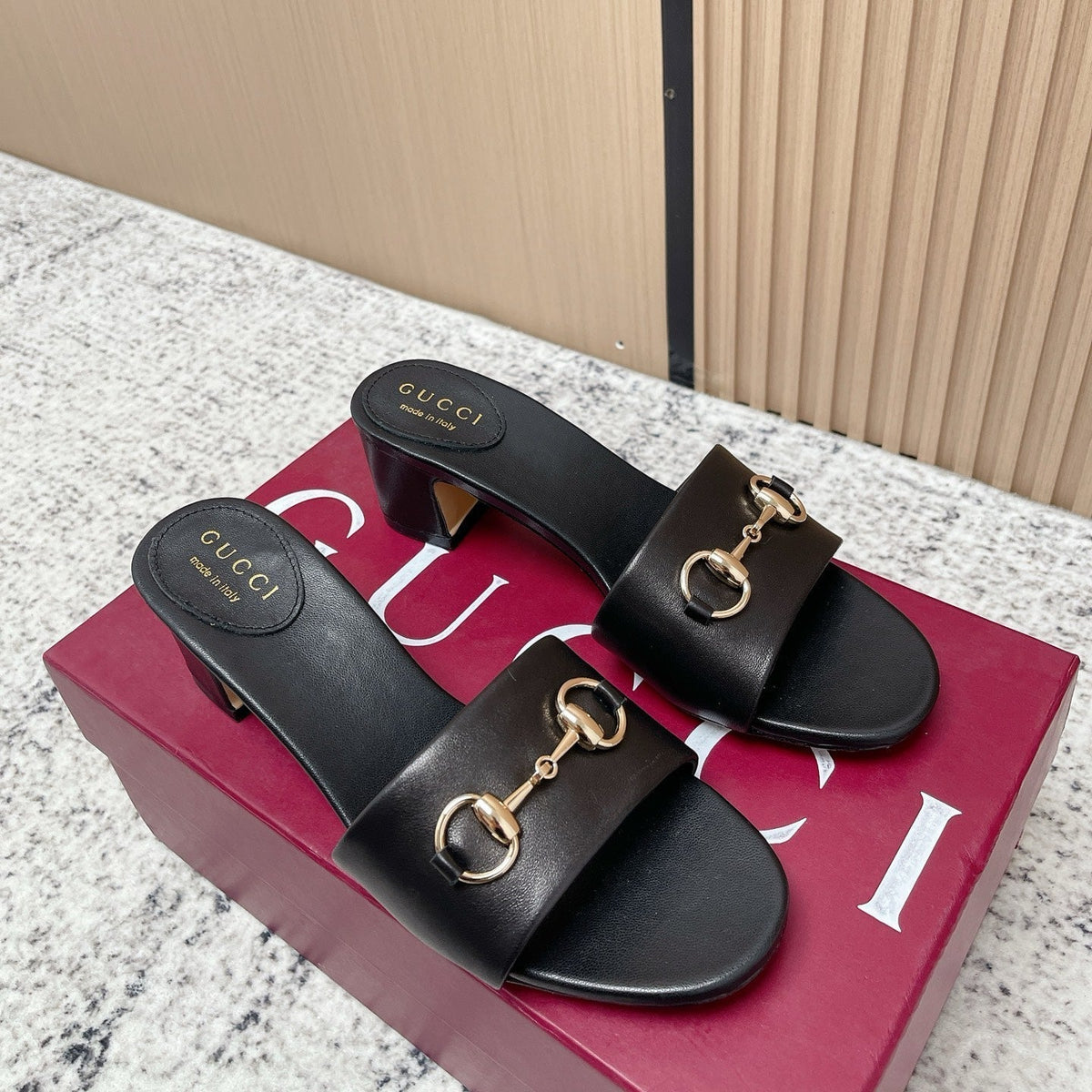 26S HORSEBIT MID-HEEL SANDALS IN BLACK CALFSKIN mysite