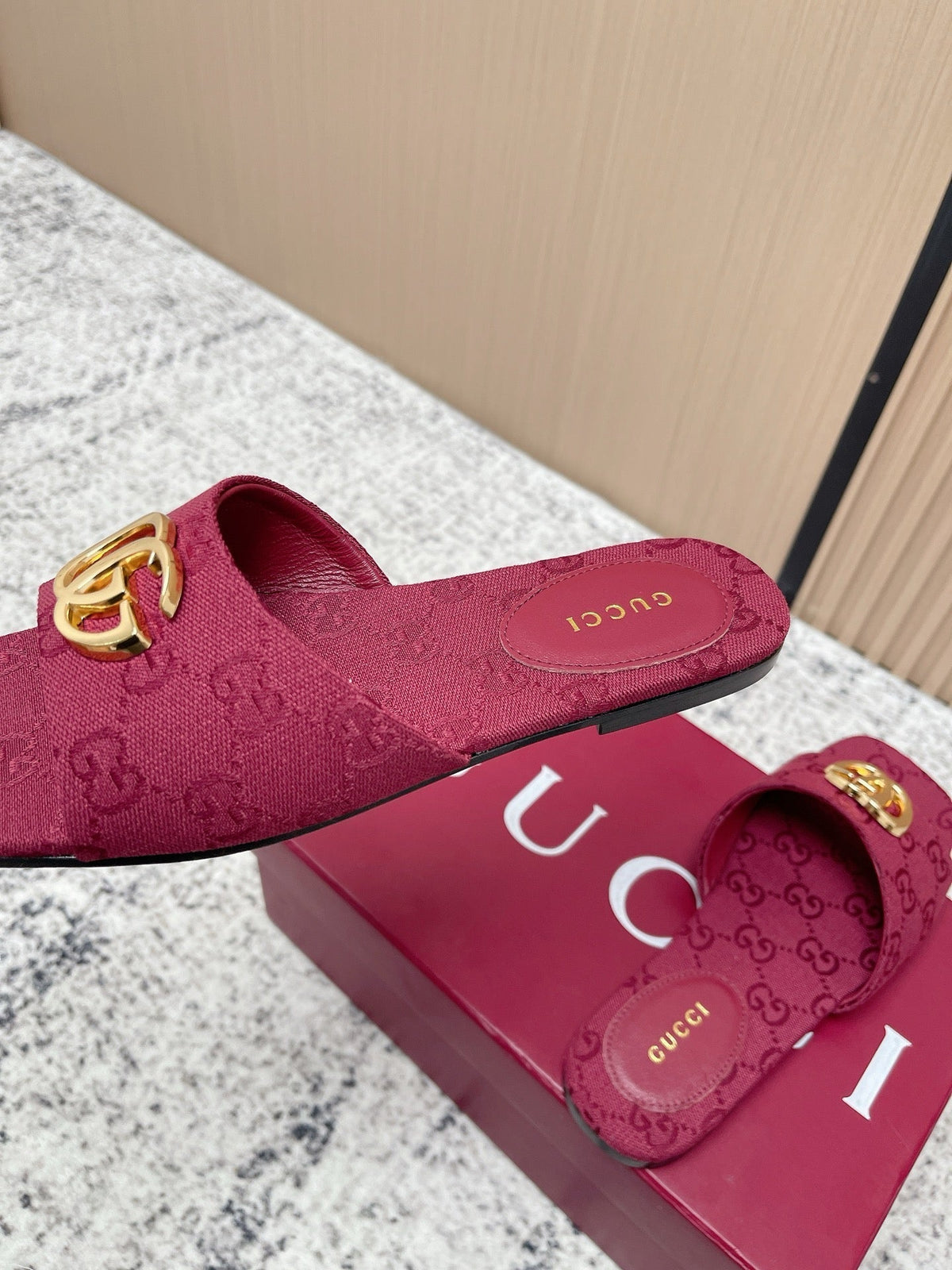 26S SLIDE SANDAL IN DARK RED CANVAS mysite
