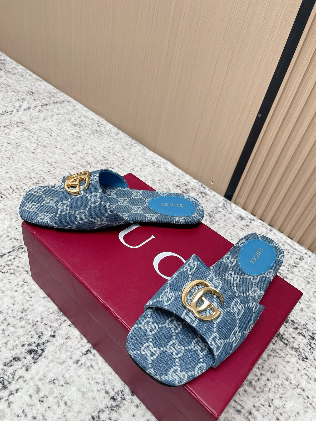 26S SLIDE SANDAL IN BLUE DENIM mysite