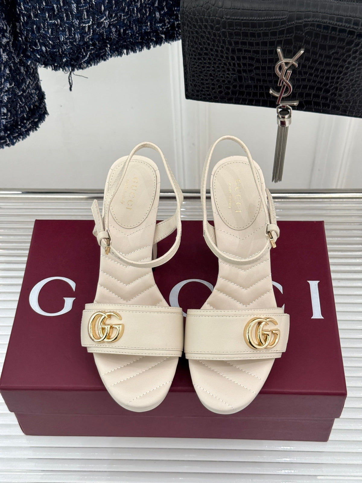 26S HIGH-HEELED SANDALS 120 MM IN CREAM WHITE CALFSKIN mysite