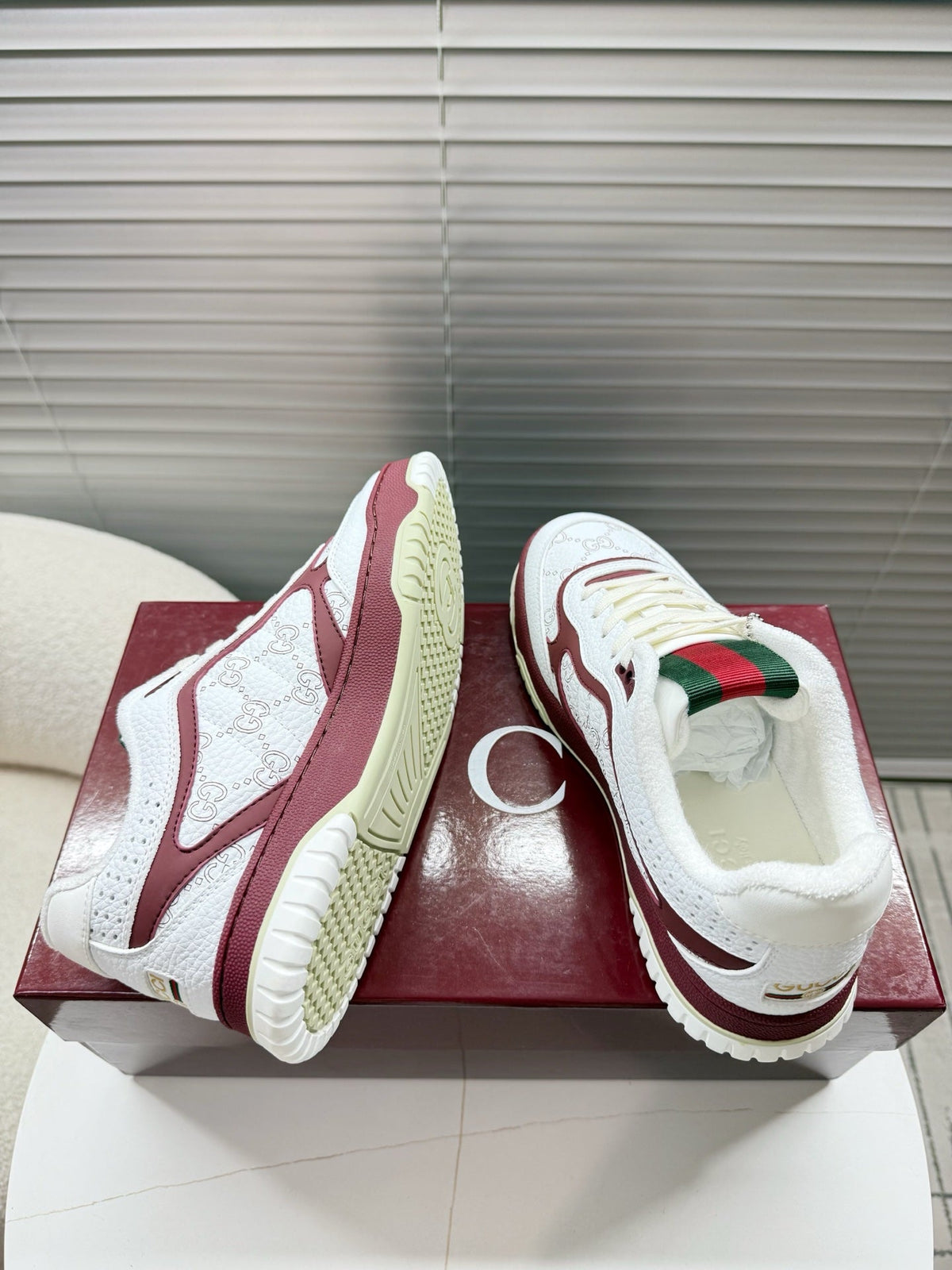 GUCCI 26S MAC80 SNEAKER IN WHITE AND RED LEATHER mysite