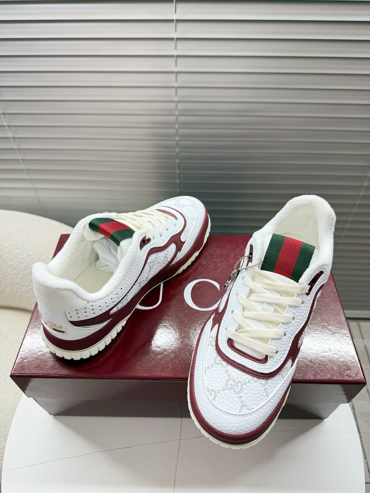 GUCCI 26S MAC80 SNEAKER IN WHITE AND RED LEATHER mysite