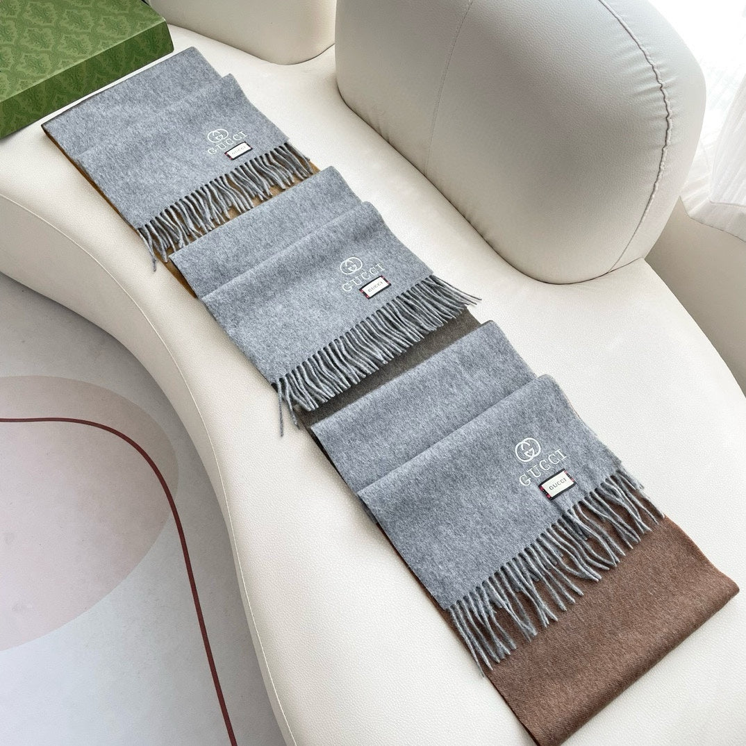 SCARF 190 CM IN DOVE GRAY MIX TORTILLA BROWN CASHMERE AND WOOL 399763 mysite