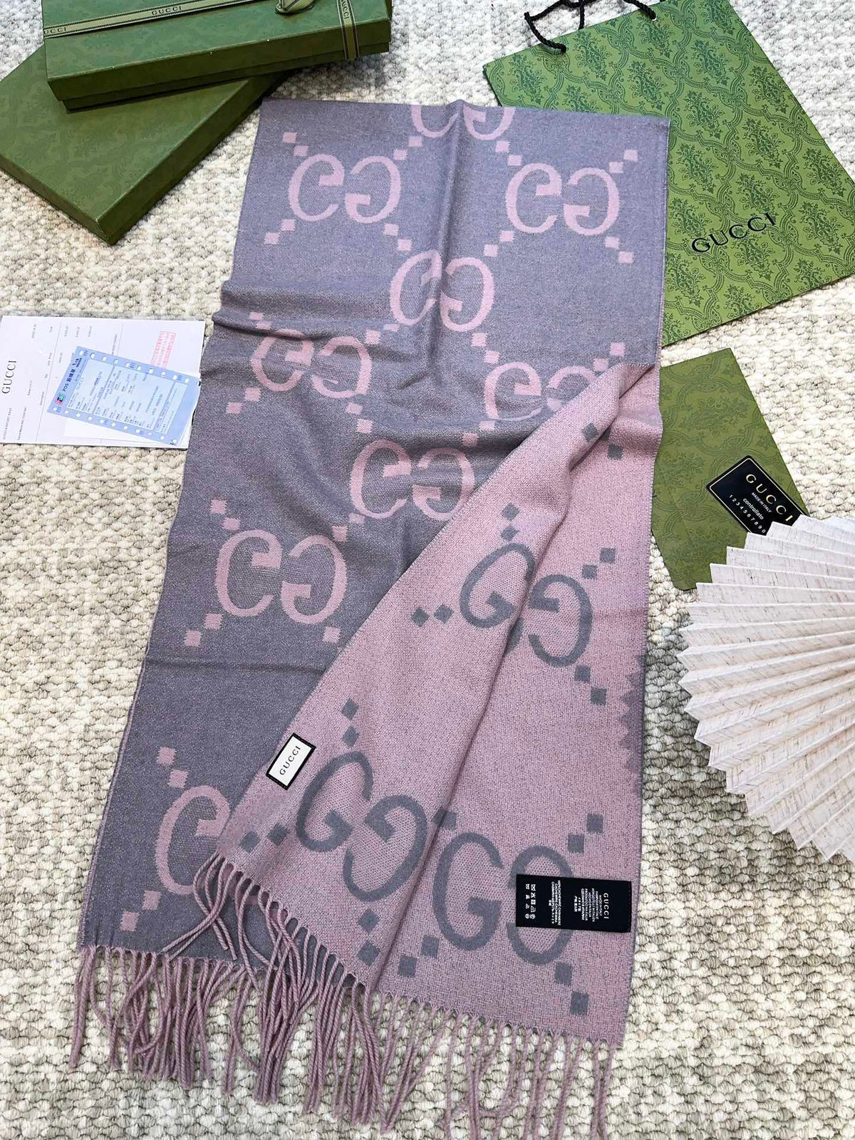 SCARF 200 CM IN LIGHT PINK MIX GRAY CASHMERE 396379 mysite