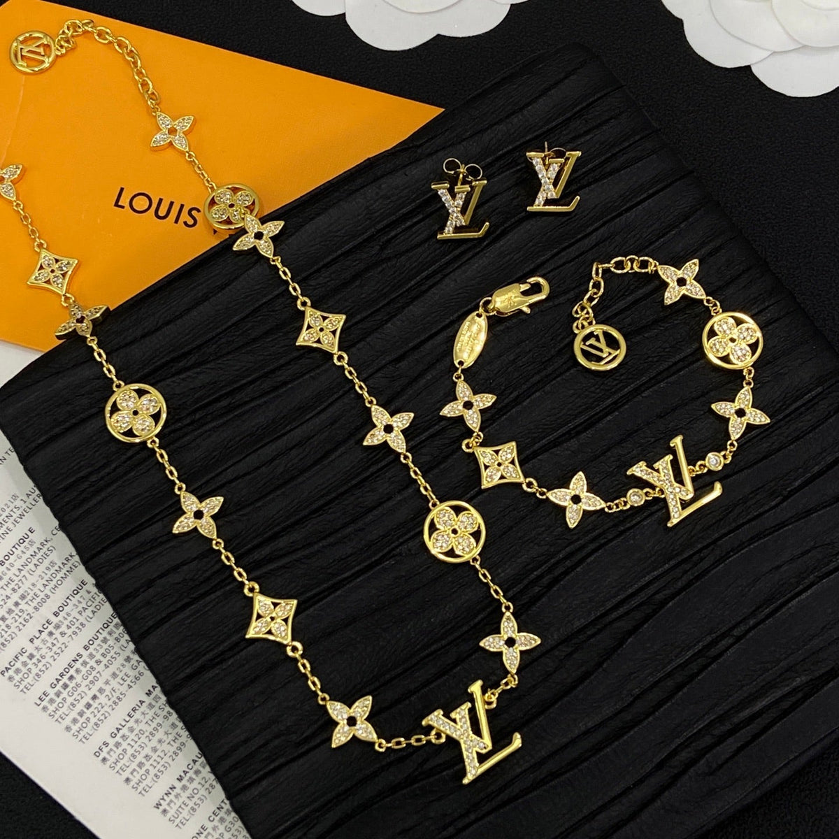 Diamond Glitter Love 3 Set (Earrings+Bracelet +Necklace) - Gold mysite