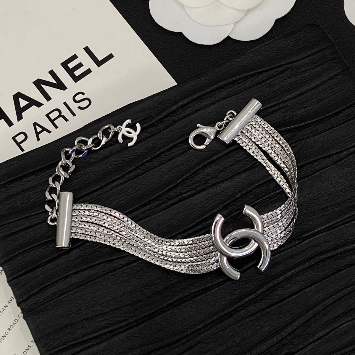 Tassel CC Design 3 Set (Earrings+Bracelet +Necklace)- Silver mysite