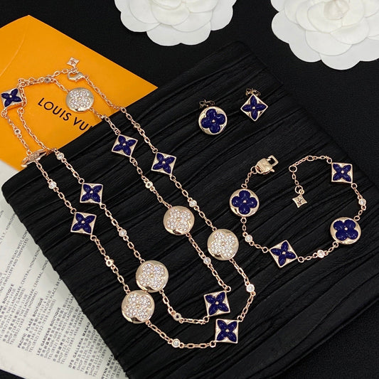 Shell Girl Fancy Love Chain 3 Set (Earrings+Bracelet +Necklace) - Rose Gold mysite