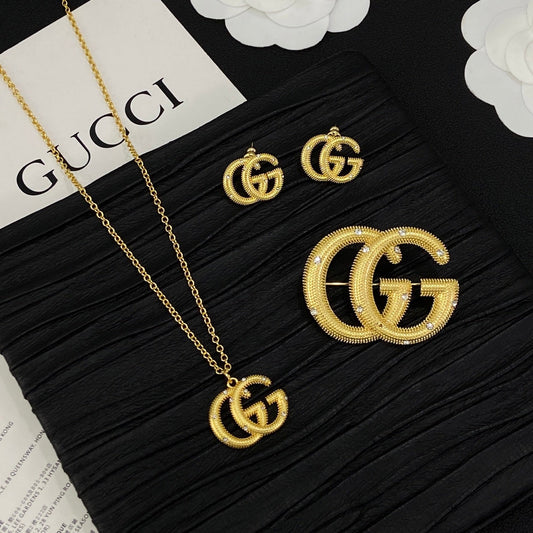 Good Diamond Golden Life Design 3 Set (Earrings+Brooch +Necklace) mysite