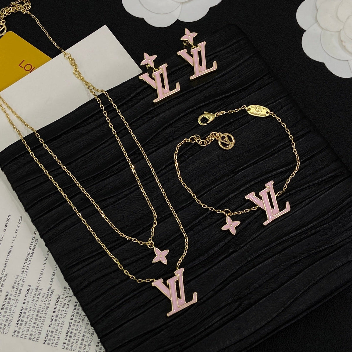 Love Colorful Design 3 Set (Earrings+Bracelet +Necklace) - Pink mysite