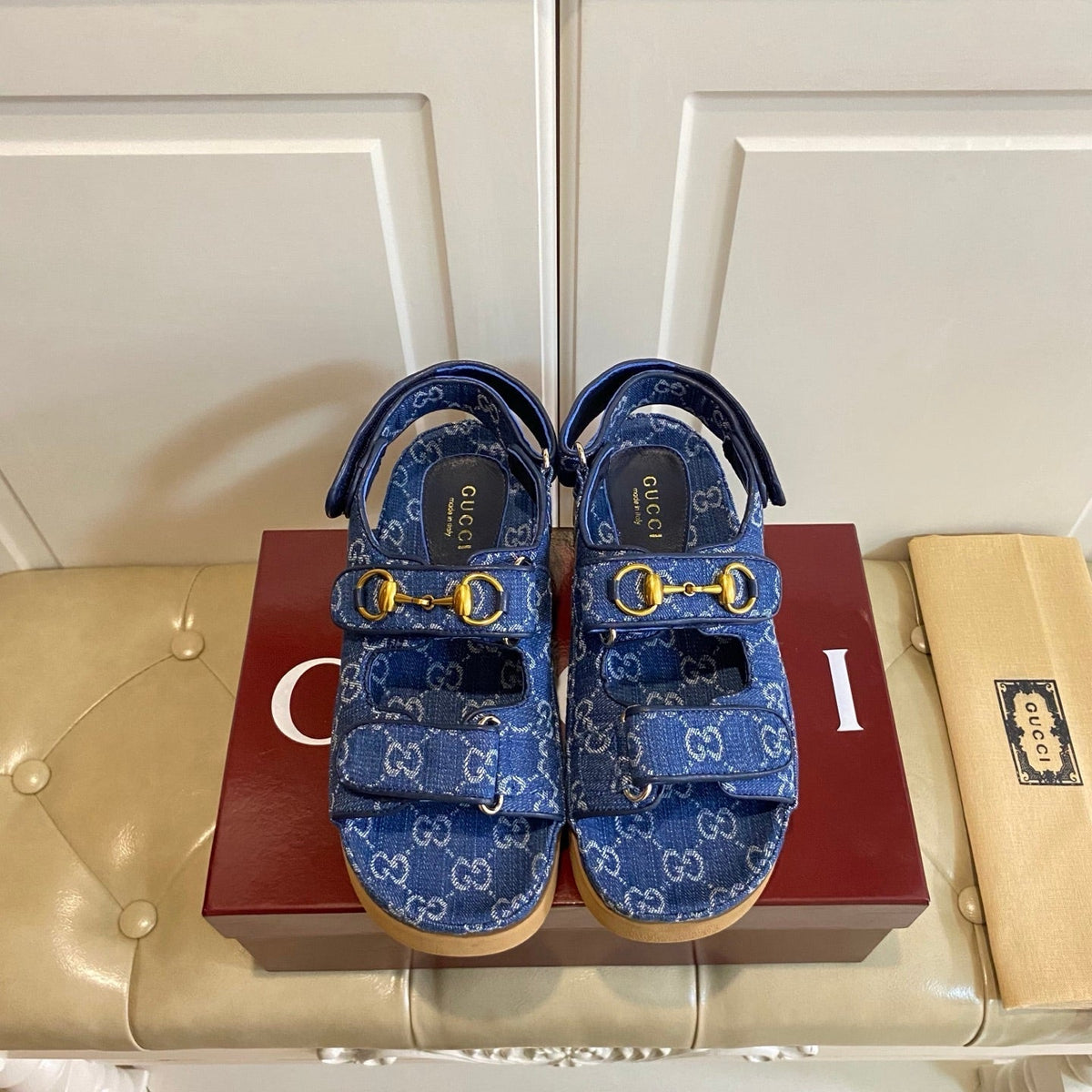 26S SANDALS IN BLUE JACQUARD FABRIC STYLE 1 mysite