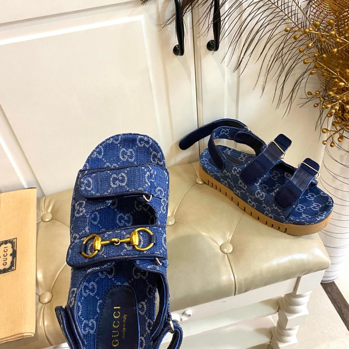 26S SANDALS IN BLUE JACQUARD FABRIC STYLE 1 mysite