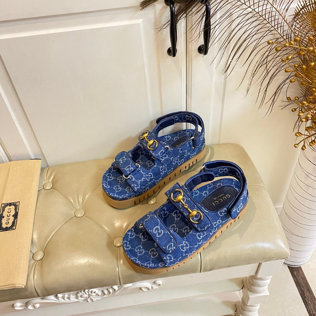 26S SANDALS IN BLUE JACQUARD FABRIC STYLE 1 mysite