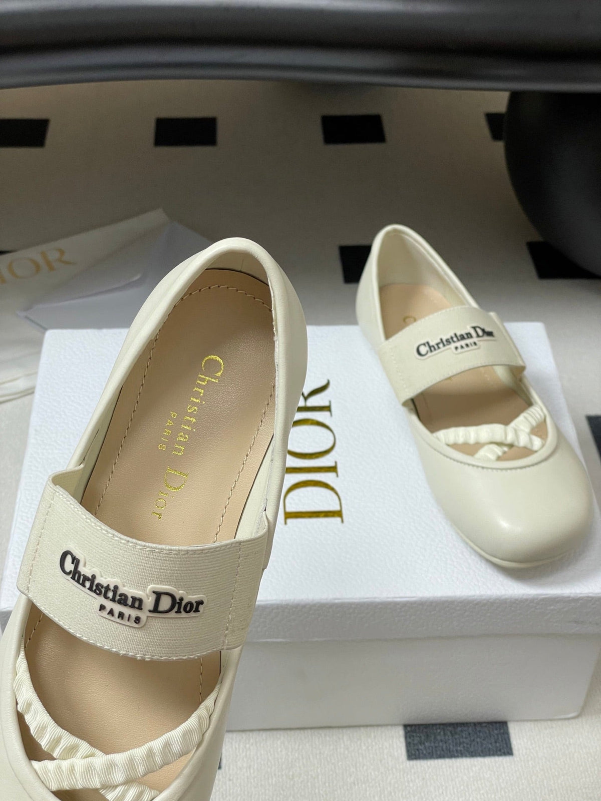 DIOR STRETCH BALLET FLATS 25S IN CREAM WHITE LAMBSKIN mysite