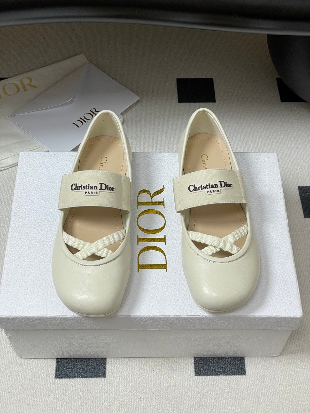 DIOR STRETCH BALLET FLATS 25S IN CREAM WHITE LAMBSKIN mysite