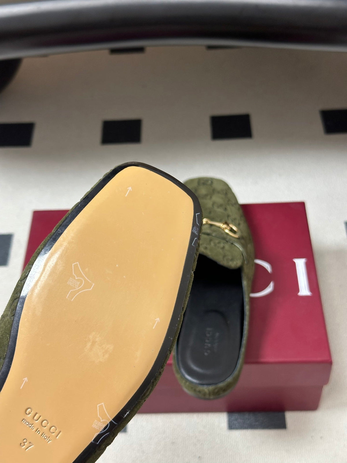 GUCCI 26S HORSEBIT LOAFER MULES IN MOSS GREEN SUEDE mysite