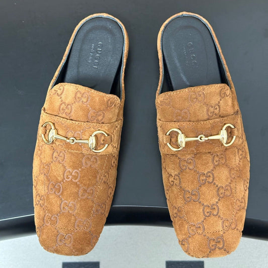 GUCCI 26S HORSEBIT LOAFER MULES IN MEDIUM BROWN SUEDE mysite