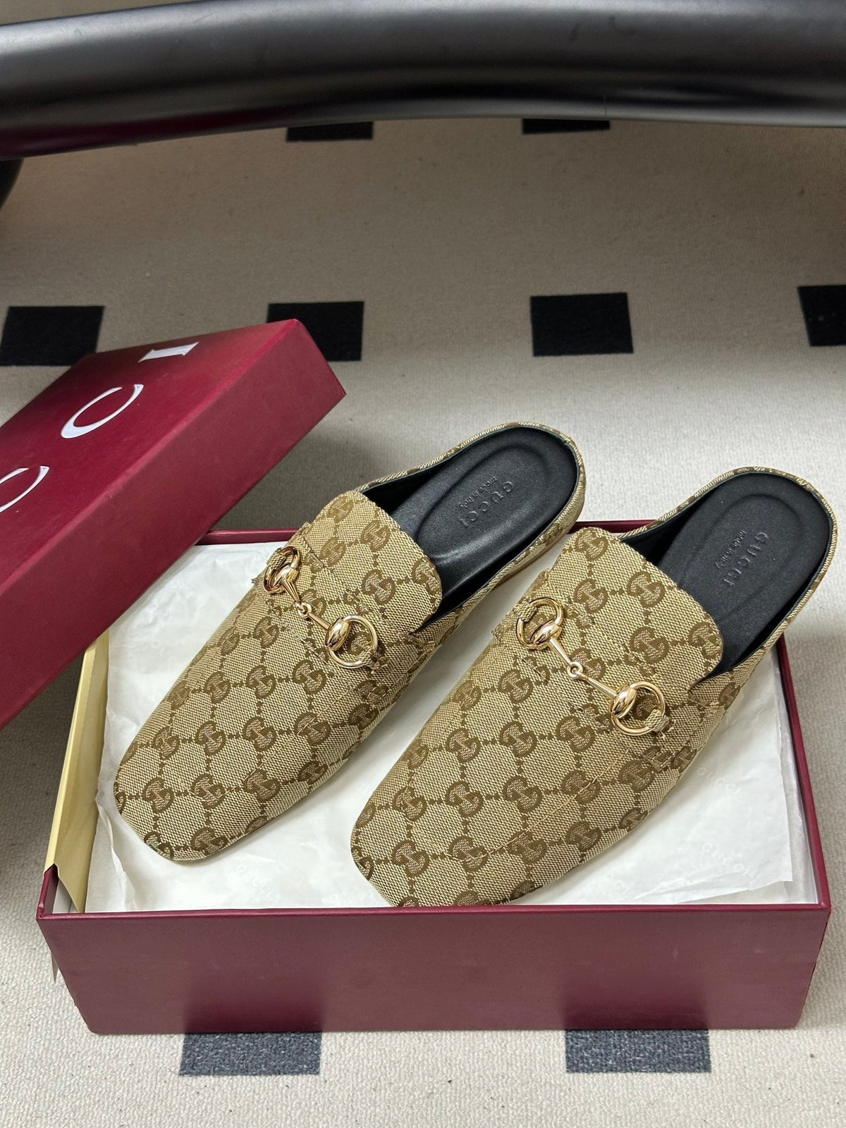26S HORSEBIT LOAFER MULES IN BEIGE CANVAS mysite