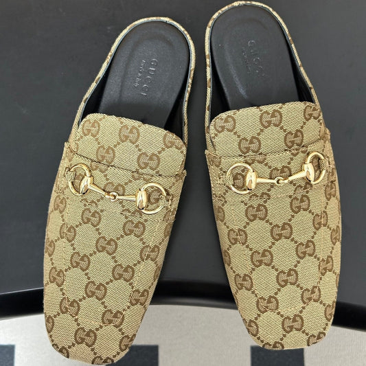 26S HORSEBIT LOAFER MULES IN BEIGE CANVAS mysite