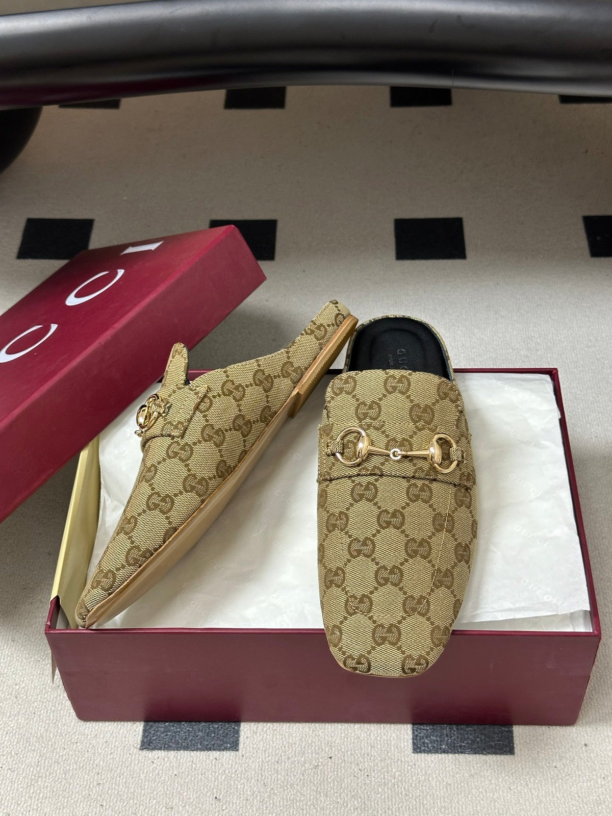 26S HORSEBIT LOAFER MULES IN BEIGE CANVAS mysite