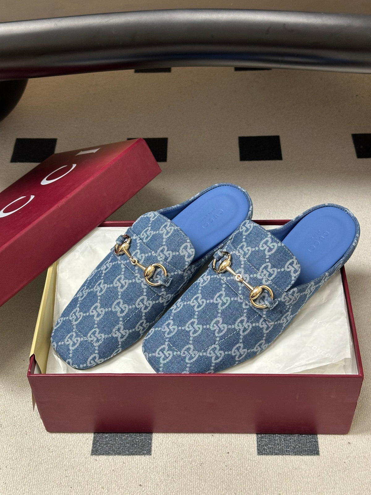 26S HORSEBIT LOAFER MULES IN BLUE DENIM mysite