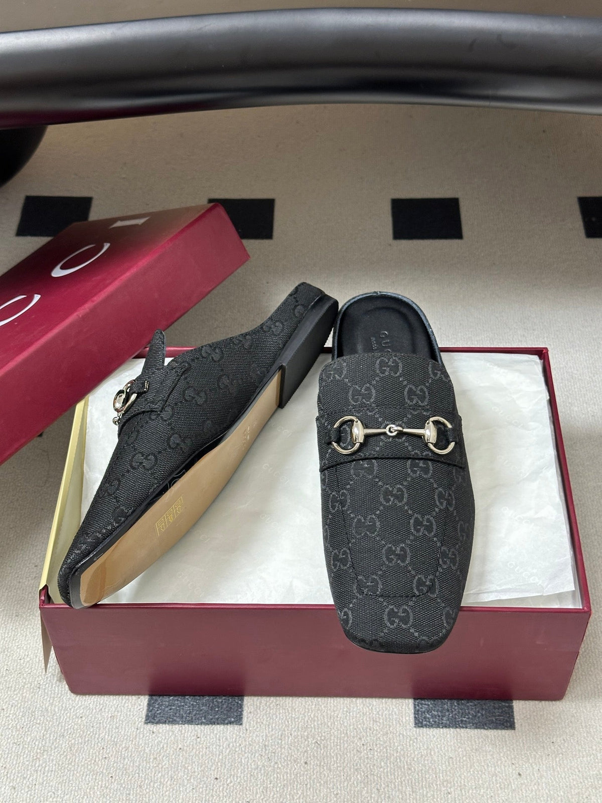 26S HORSEBIT LOAFER MULES IN BLACK CANVAS mysite