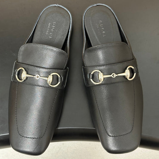 26S HORSEBIT LOAFER MULES IN BLACK CALFSKIN mysite