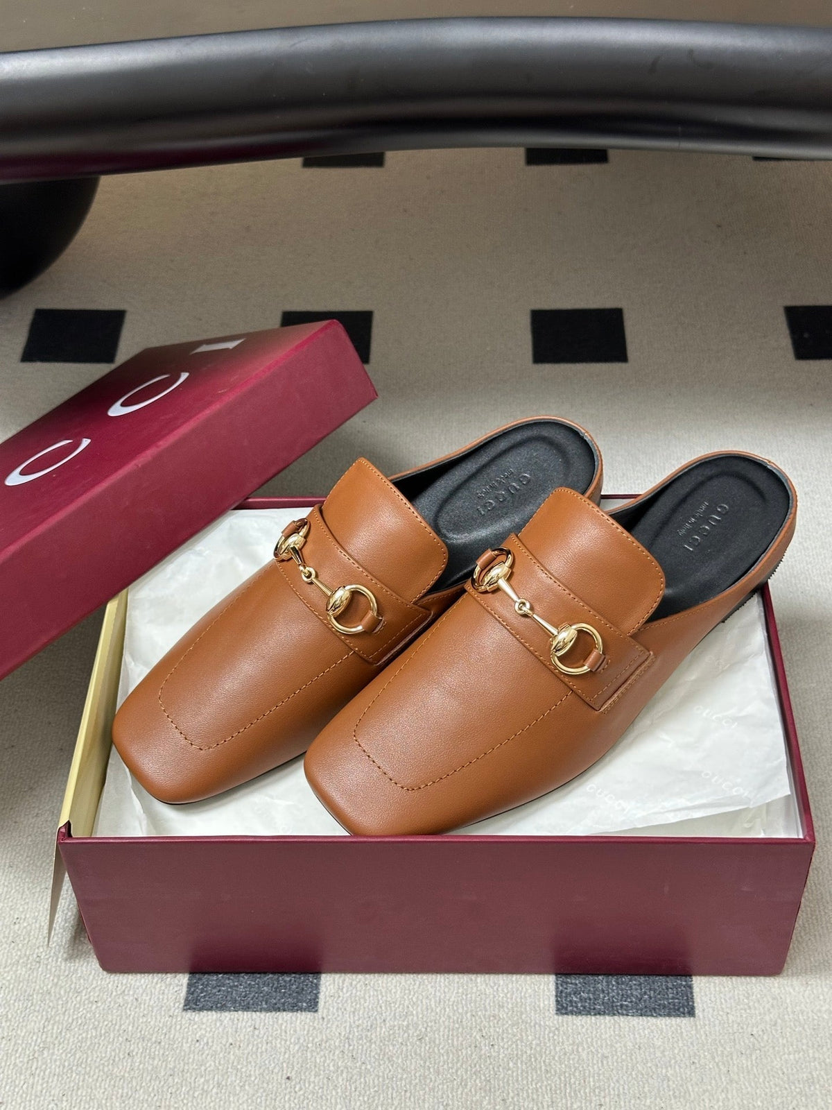 26S HORSEBIT LOAFER MULES IN LIGHT BROWN CALFSKIN mysite