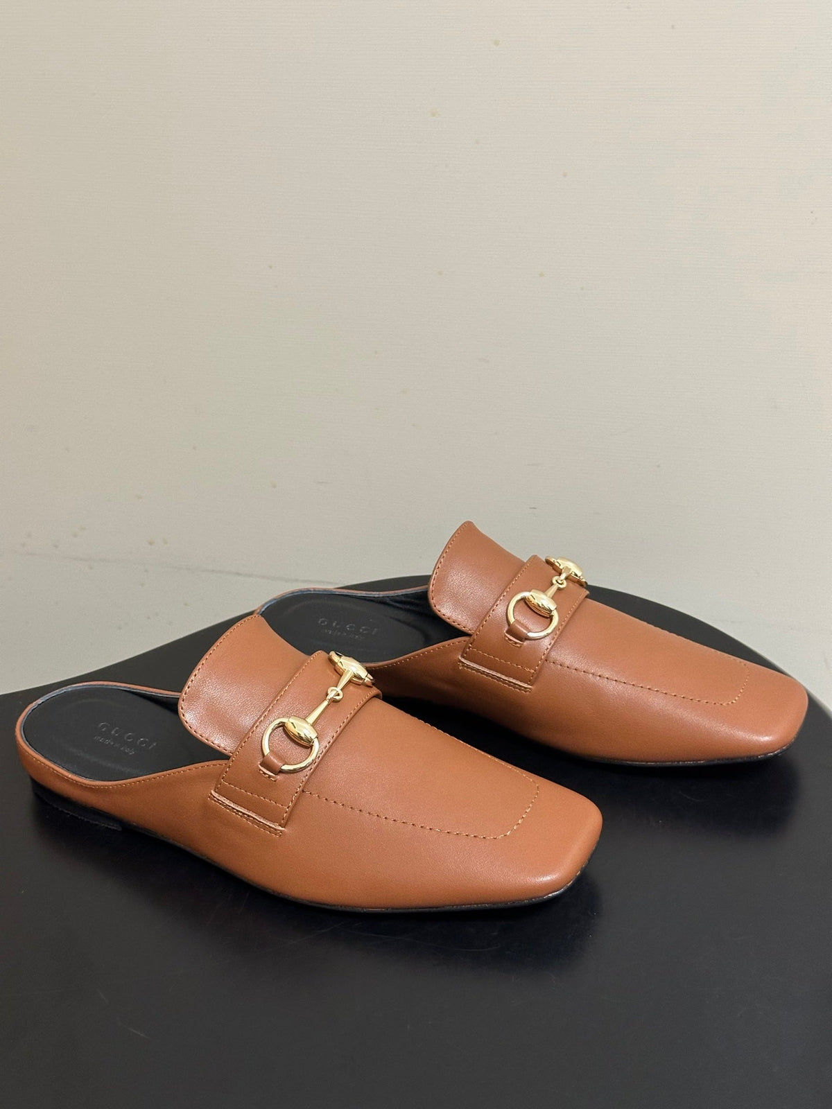 26S HORSEBIT LOAFER MULES IN LIGHT BROWN CALFSKIN mysite
