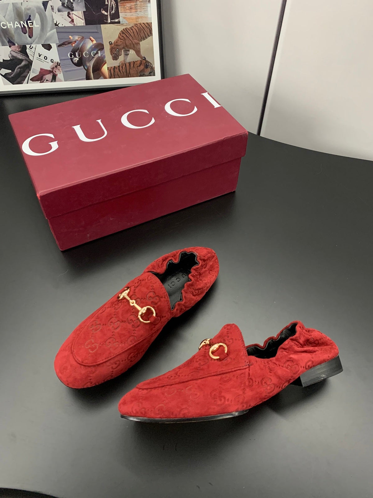 26S LOAFERS IN RED SUEDE WITH GOLD HARDWARE mysite