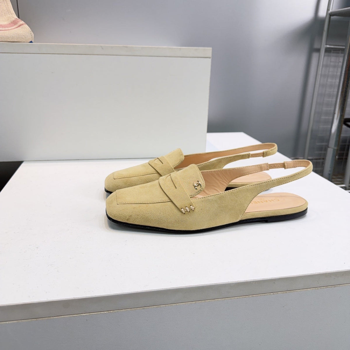 CHANEL 26S SLINGBACK FLATS IN BEIGE SUEDE mysite