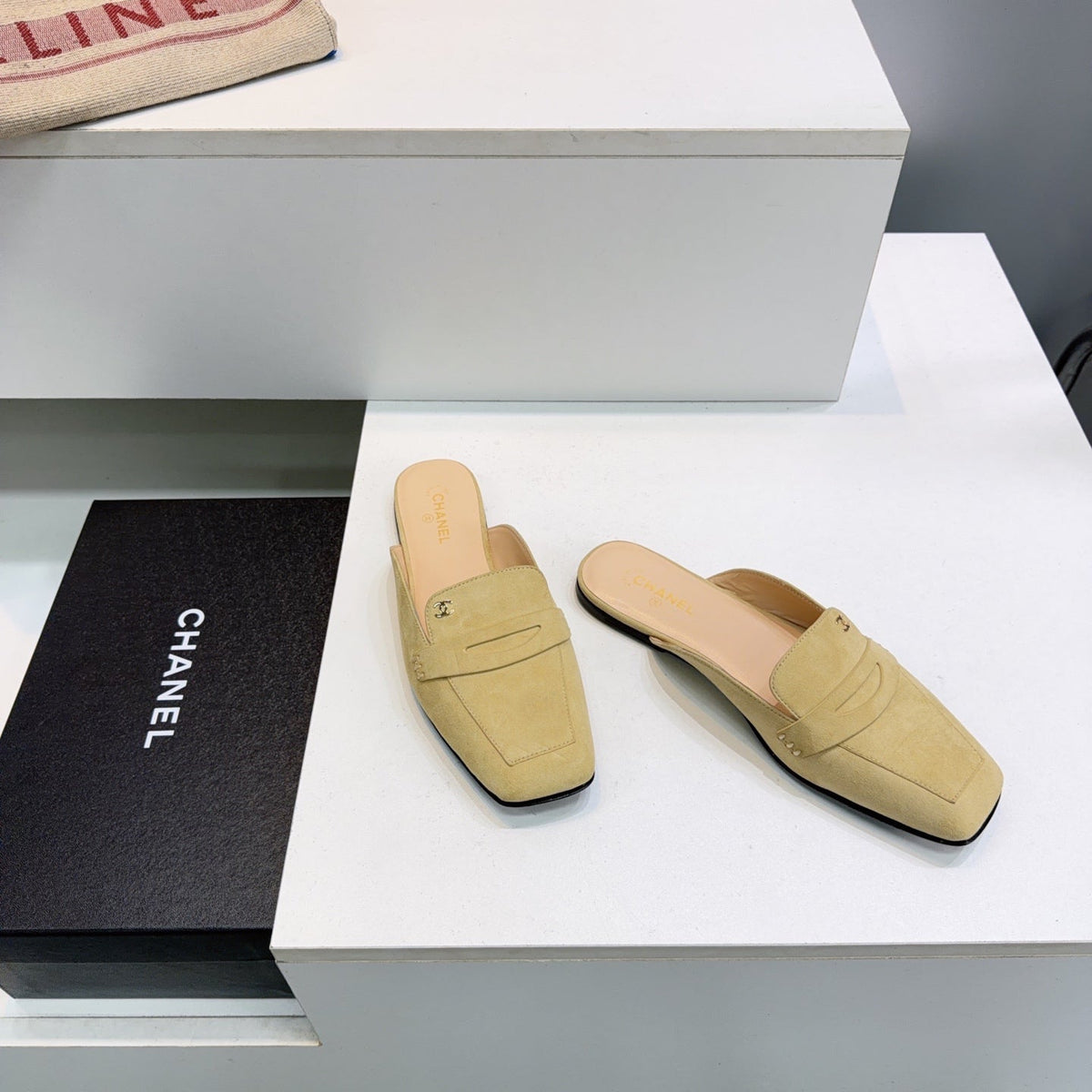 CHANEL 26S LOAFER MULES IN BEIGE SUEDE mysite