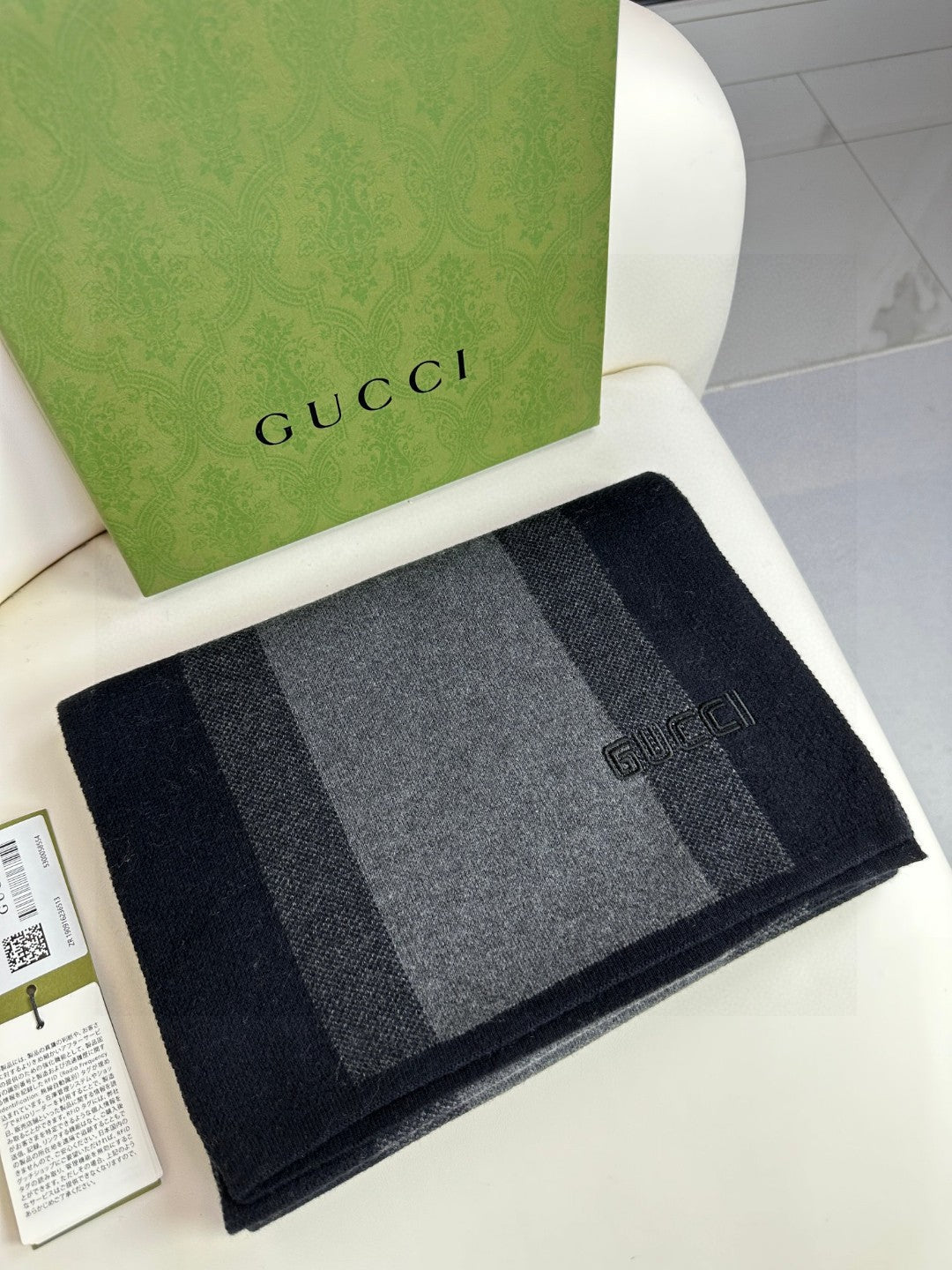 SCARF 180 CM IN BLACK MIX DARK GRAY CASHMERE 398446 mysite