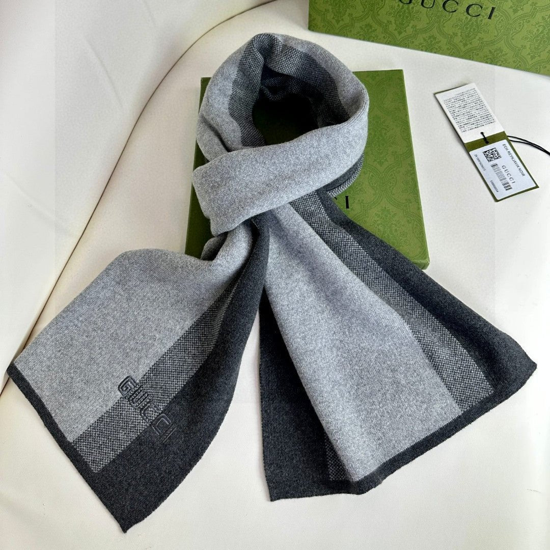 SCARF 180 CM IN BLACK MIX LIGHT GRAY CASHMERE 398447 mysite