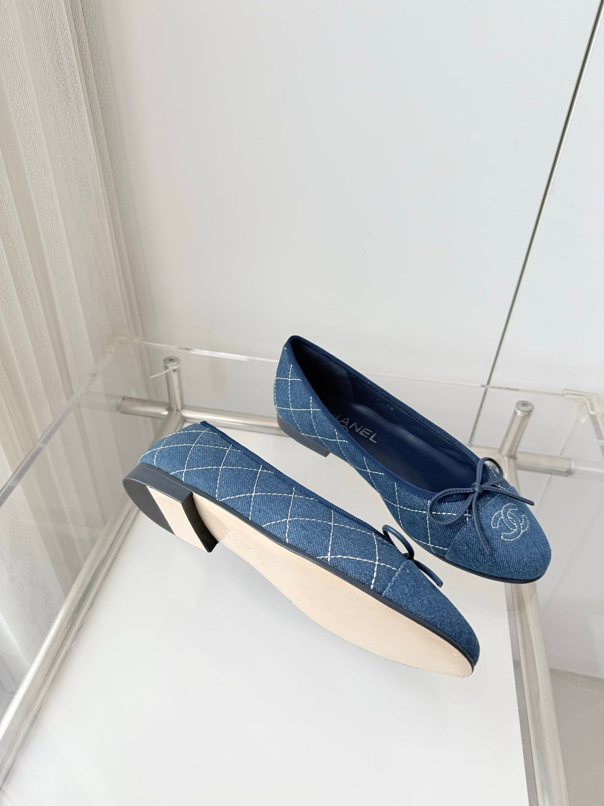 26S BALLET FLATS IN BLUE DENIM WITH BOW mysite