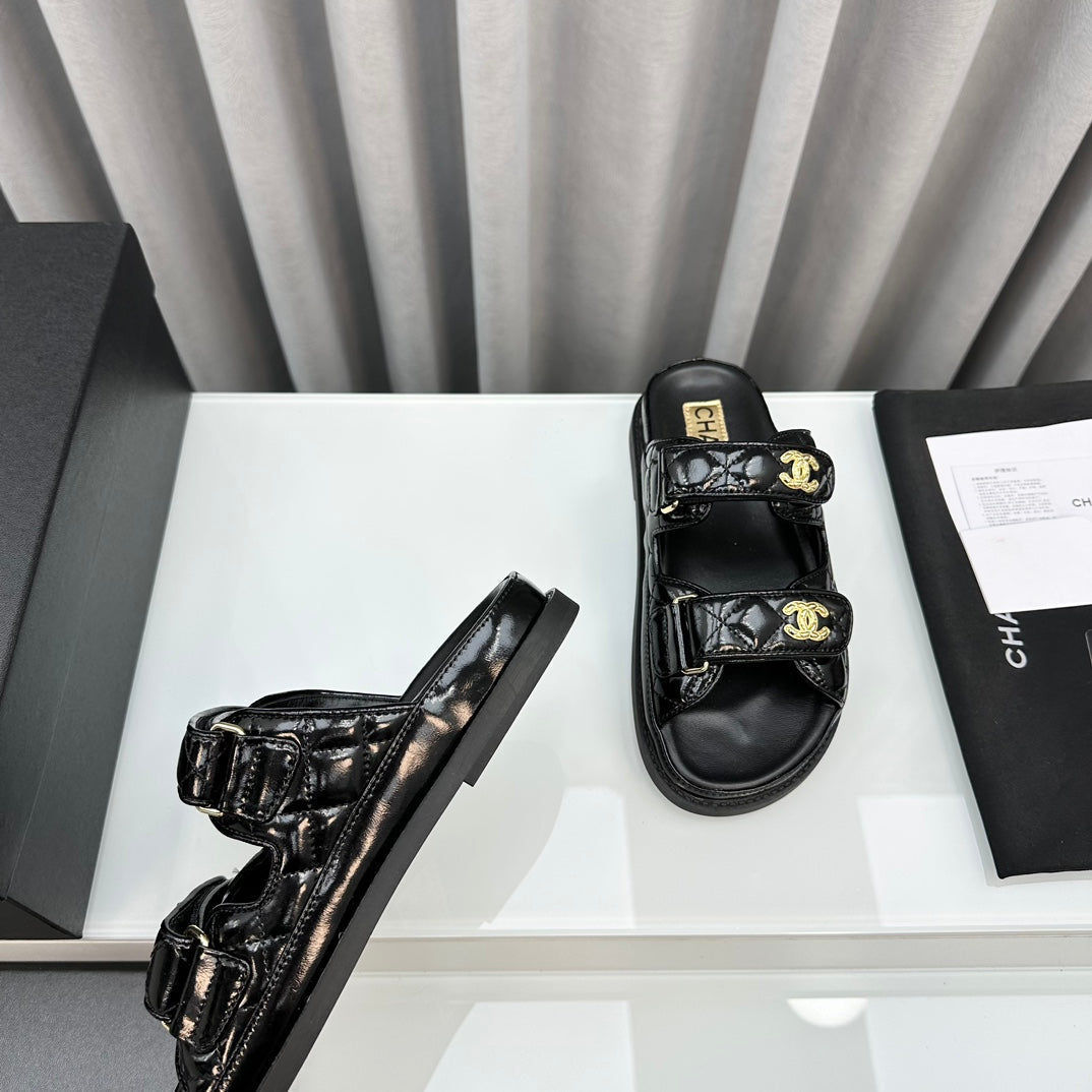 DAD SANDALS BLACK PATENT LAMBSKIN MULES mysite