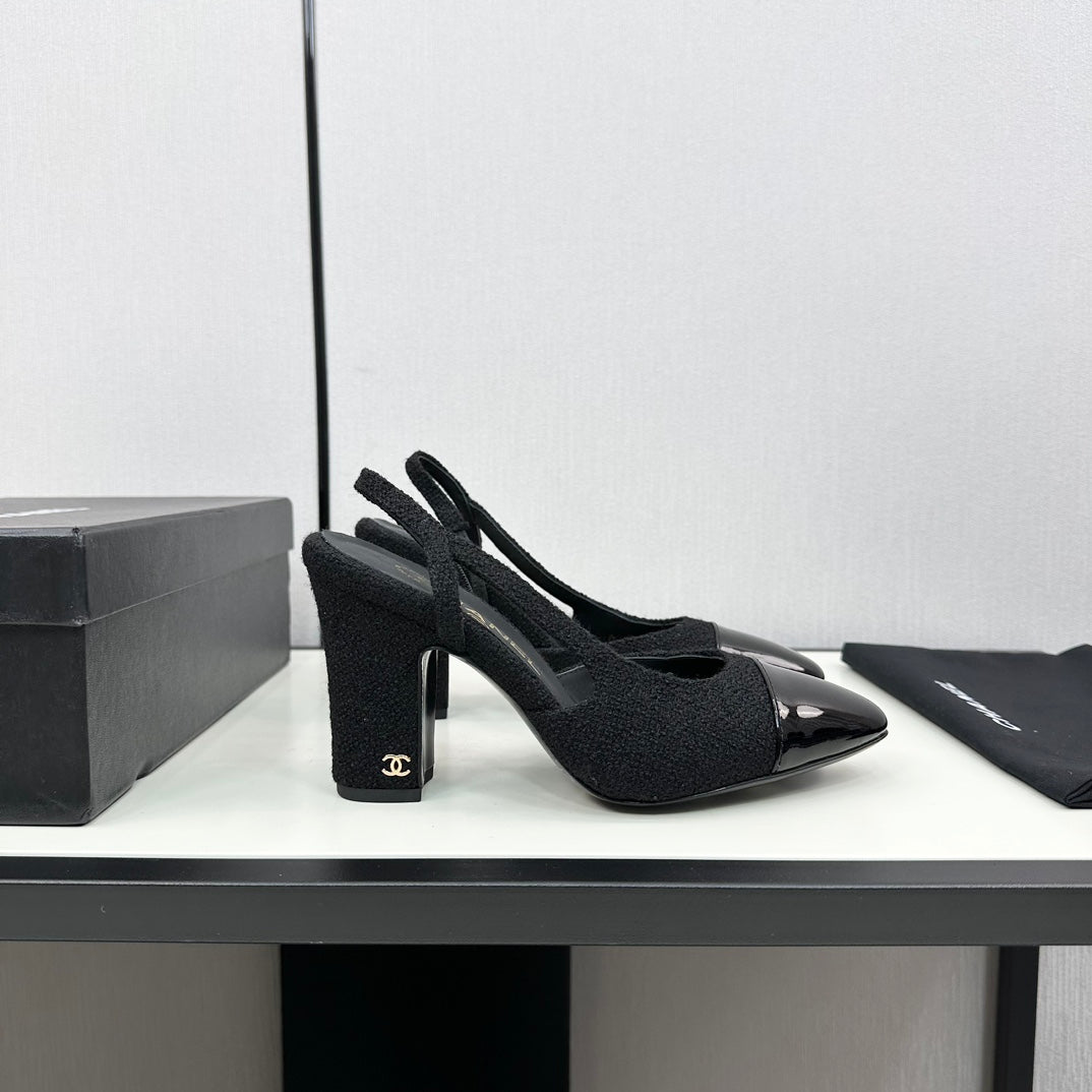 HIGH SLINGBACK BLACK TWEED AND CALFSKIN mysite