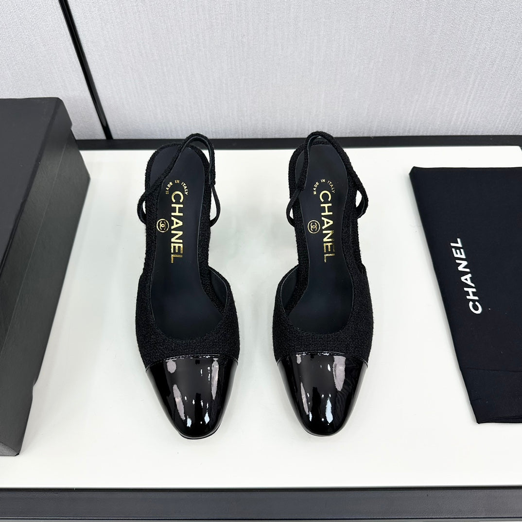 HIGH SLINGBACK BLACK TWEED AND CALFSKIN mysite
