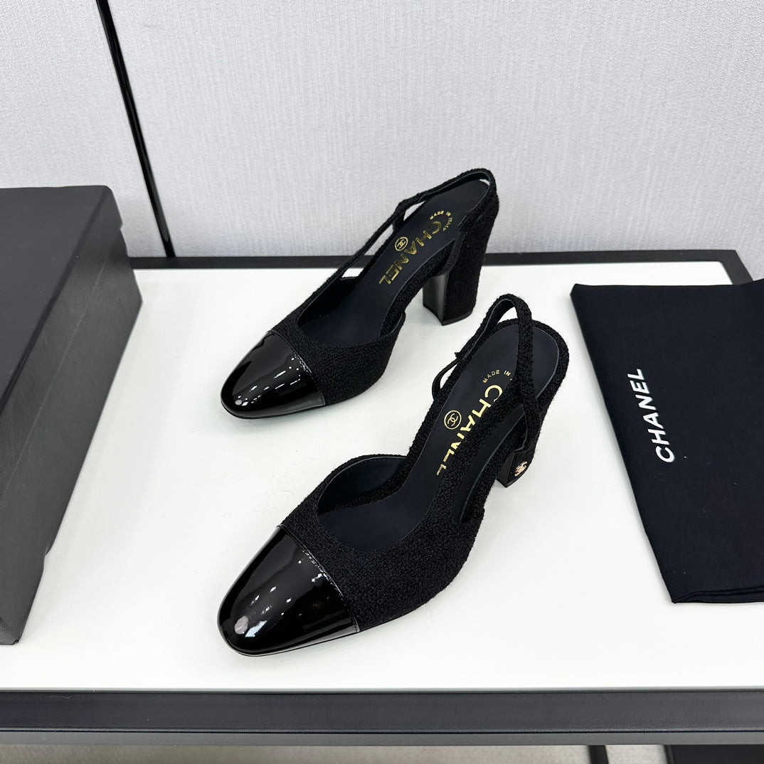 HIGH SLINGBACK BLACK TWEED AND CALFSKIN mysite