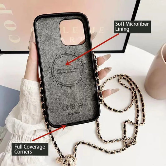 Quilted Crossbody iPhone Case with Chain Strap & Card Pocket-s2 mysite