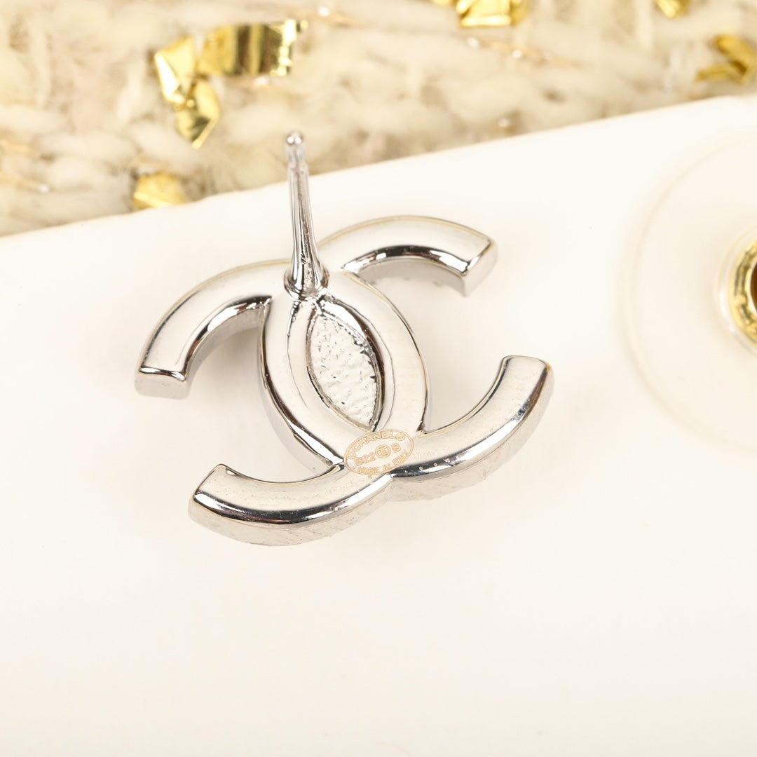 DOUBLE C SMALL SILVER DIAMOND EARRINGS mysite